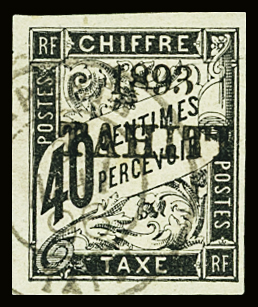 TAXE N°23 40c noir, obl., TB. Signé A. Brun