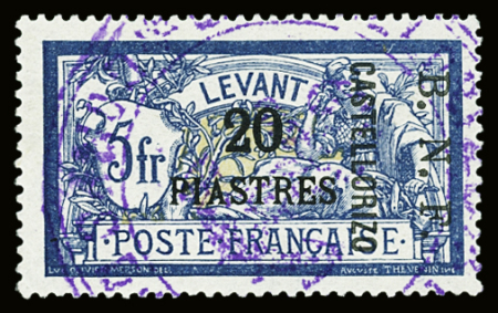 N°13 20pi. s. 5f bleu et chamois, obl., TB.
