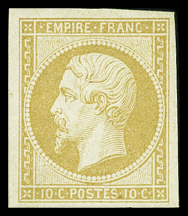 N°13A 10 c bistre Type I, neuf *, 4 belles marges,