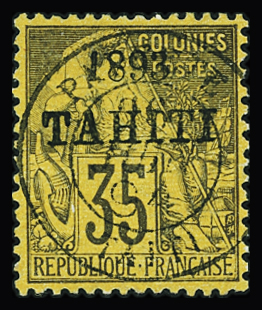 N°28 35c violet noir s. jaune, obl., TTB