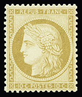 N°36 10c bistre, bien centré, neuf * avec demi-trace