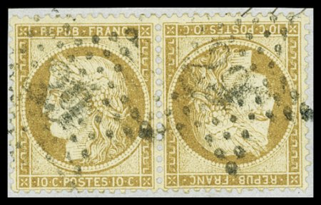 N°36b 10c bistre en paire tête-bêche, obl. étoile 29