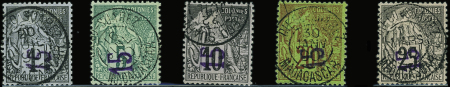 N°1/5 série de 1890 complète, obl., TB
