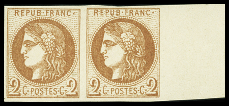 N°40B 2c brun-rouge Report 2, en PAIRE avec BdF, neuf
