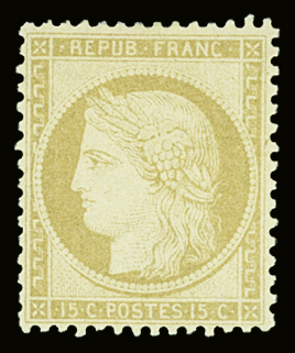 N°59 15c bistre, centrage correct, neuf *, Signé JF.Brun