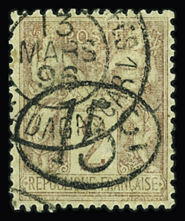 N°24 15c s. 2c lilas brun s. paille, obl., TB. Signé