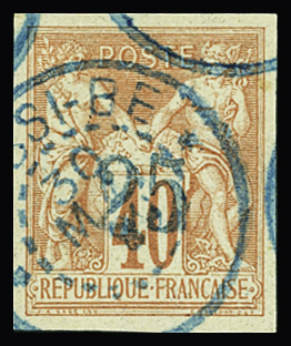 N°1 25 s. 40c rouge orange, obl., TTB. Signé Calves