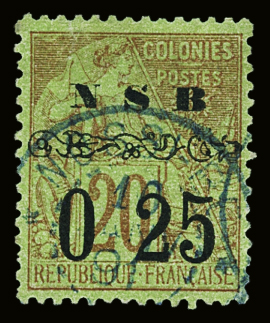 N°13 0.25 s. 20c brique s. vert, obl., TB.