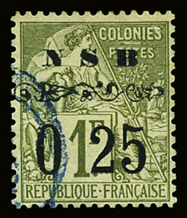 N°15 0.25 s. 1f olive, obl., TB. Signé A. Brun et Calves