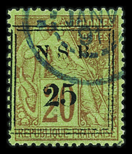 N°16 25 s. 20c brique s. vert, obl., TB. Signé A. Brun