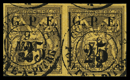 N°2ba 25 s. 35c violet noir s. jaune, variété "25"