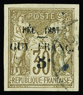 N°7 5c s. 30c brun de 1877, obl., TB. Signé Scheller