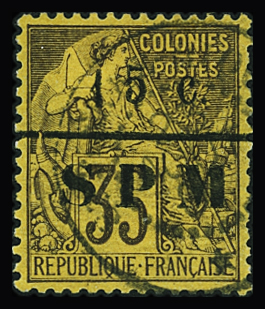 N°15 15c s. 35c violet noir s. jaune, obl., TB