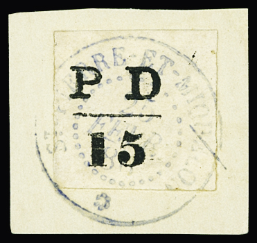 N°17 15c noir, sur fragment, obl. TB.