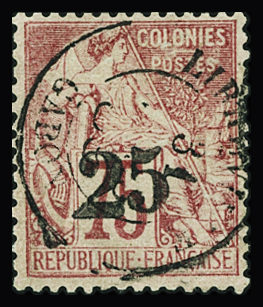 N°10 25 s. 75c rose, obl., TB. Signé Calves