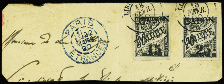 N°12 15 s. 30 noir et N°13 25 s. 20c noir, sur fragment