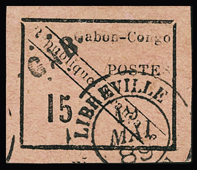 N°14 15c noir s. rose, obl., TB. Signé A. Brun