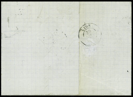 N°43Bc 10c bistre-jaune citron et N°20 5c obl. GC 2145 s. LAC, càd LYON LES TERREAUX 10/9/71, nuance certifiée JF.Brun, TTB