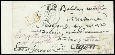 Càd R. de Cléry 23/11/70 s. LAC, timbre tombé par immersion, P.P. rouge, arr. AGEN 23/12 puis MONTAUBAN 23/12, TB. LE JACQUARD