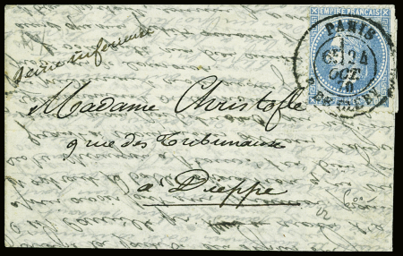 N°29B obl. càd R. de CLERY 24/10/70 s. LAC, arr. DIEPPE 5/11, Superbe, LE MONTGOLFIER pli de NIXEVILLE