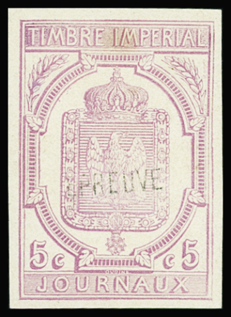 N°4b 5c lilas, réimpression de Gand, surch. EPREUVE en noir, neuf *, TB, cote Maury