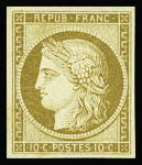 N°1 10c bistre-jaune, très lég. jaunissure au verso mais belles marges régulières et grande fraîcheur, TB. Signé Calves