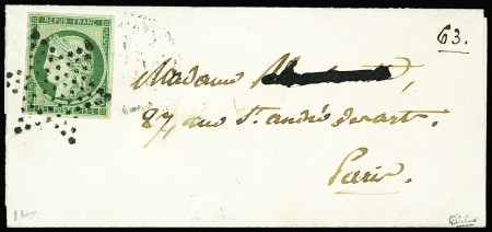 N°2b 15c vert FONCE, obl. ETOILE s. petite LSC de Paris pour Paris 16/6/53, TTB, certif. Calves