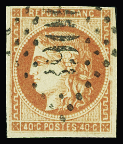 N°48d 40c ROUGE-SANG clair, obl. GC 3909, TB, certif. Calves