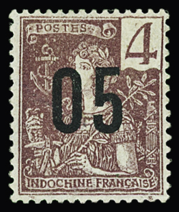 N°59A 05 sur 4c lilas-brun sur gris, chiffres ESPACES, neuf **, TB