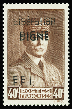 DIGNE N°13 40c brun-rouge, DOUBLE surcharge, neuf **, TB, signé Mayer