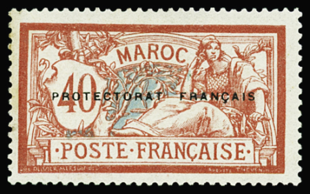 N°48a 40c rouge et bleu, SANS la surcharge arabe, neuf *, TB. Signé A.Brun