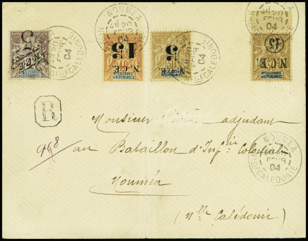 N°55a, 56a, 65c et 66c, tous surch. RENVERSEE, obl. càd NOUMEA 20/2/04 s. Env. Rec. locale, TB