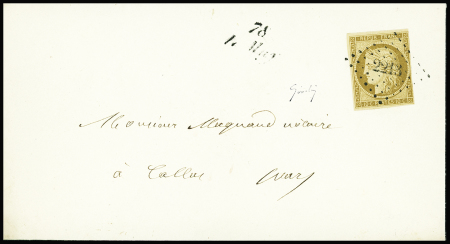 N°1a filet touché, obl. PC 2213 s. Env., Cursive 78/LE MUY, R, B/TB