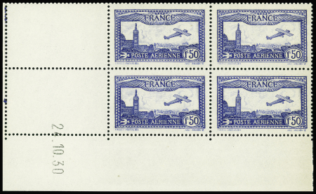 N°6b Vue de Marseille, 1f50 outremer vif, BLOC de 4