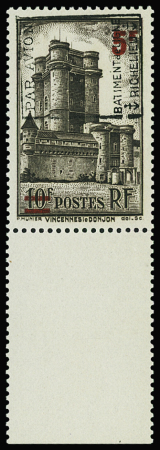 N°8 Vincennes, surch. BATIMENT de LIGNE RICHELIEU, bdf, neuf **, TB. Signé Calves