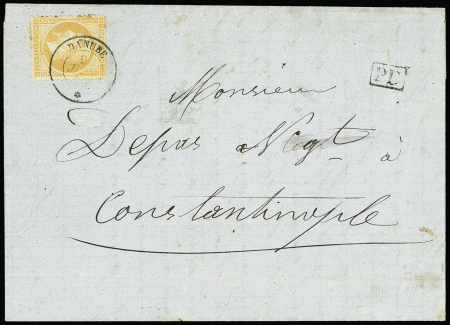 N°23 obl. càd DANUBE 9/6/66 s. LAC, arr. CONSTANTINOPLE, ind. 24, TB