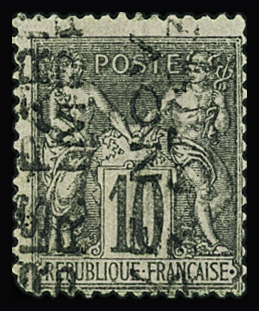 N°16a Sage 10c noir sur lilas, surch. verticale NOV sans quantième, B/TB, certif. Calves