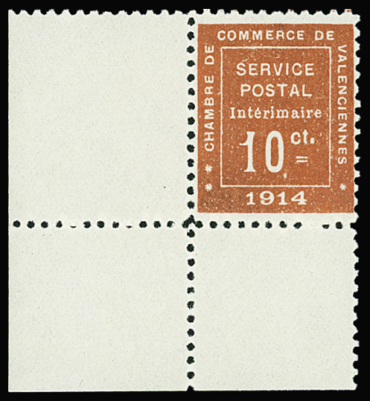 N°1 10c vermillon, Valenciennes, cdf, neuf **, TB
