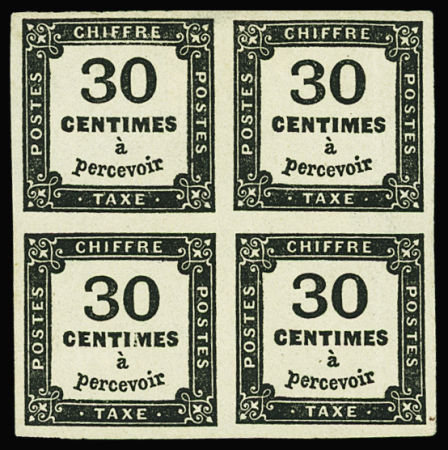 N°6 30c noir, BLOC de 4, neuf *, ch. légère, très frais et TB