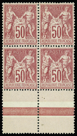 N°104 50c rose nuance vive, BLOC de 4 bdf, très bon centrage, neuf **, TTB