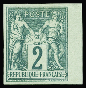 N°62a 2c vert, NON DENTELE, bdf, neuf *, TB. Signé Calves et A.Brun