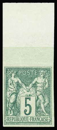 N°64a 5c vert, NON DENTELE, bdf, neuf **, TTB. Signé Calves