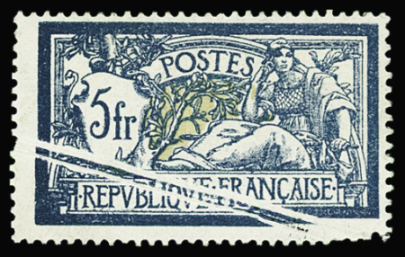 N°123 Merson, 5f bleu et chamois, PLI ACCORDEON double, neuf *, spectaculaire et TTB