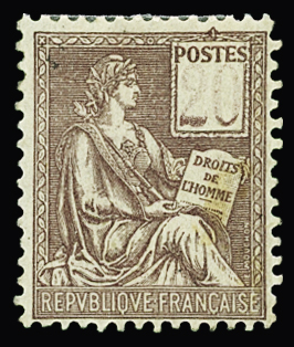 N°113 Mouchon, 20c brun-lilas, CHIFFRES EFFACES à 80 %, neuf *, TB