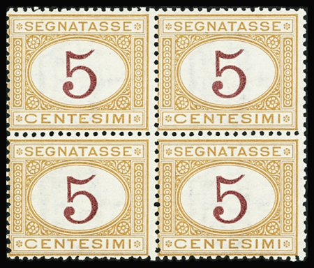 Taxe n°5 1870 5c en "ocra e carminio" à la place de