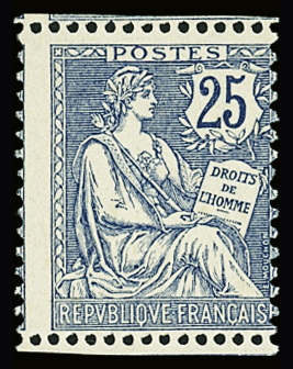 N°127 25c bleu, variété piquage à cheval, neuf **,