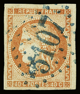 N°48 40c orange, variété bec de lièvre, obl. GC 5107
