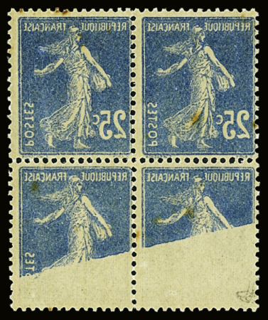 N°140n  25c bleu, impression recto et verso (recto