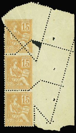 N°117 15c orange, piquage oblique par pliage, BdF,