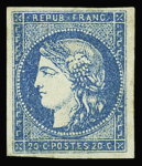 N°44B 20c bleu, type I report II, neuf (*) restant